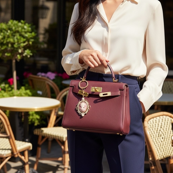 Gold Cameo Pearl Keychain - Available In Six Colors - Picture 9 of 11